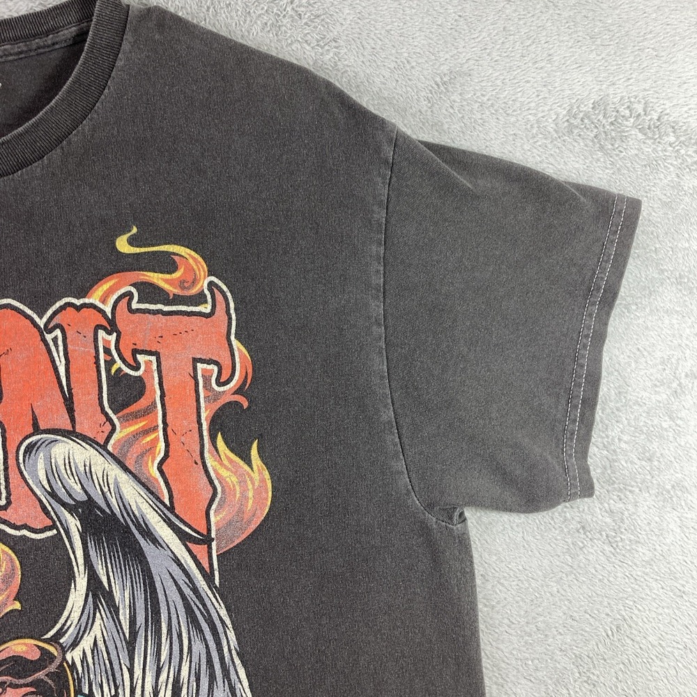Saint and Sinner Shirt Adult Large Black Graphic Tee Flames Wings Heart - Picture 4 of 13